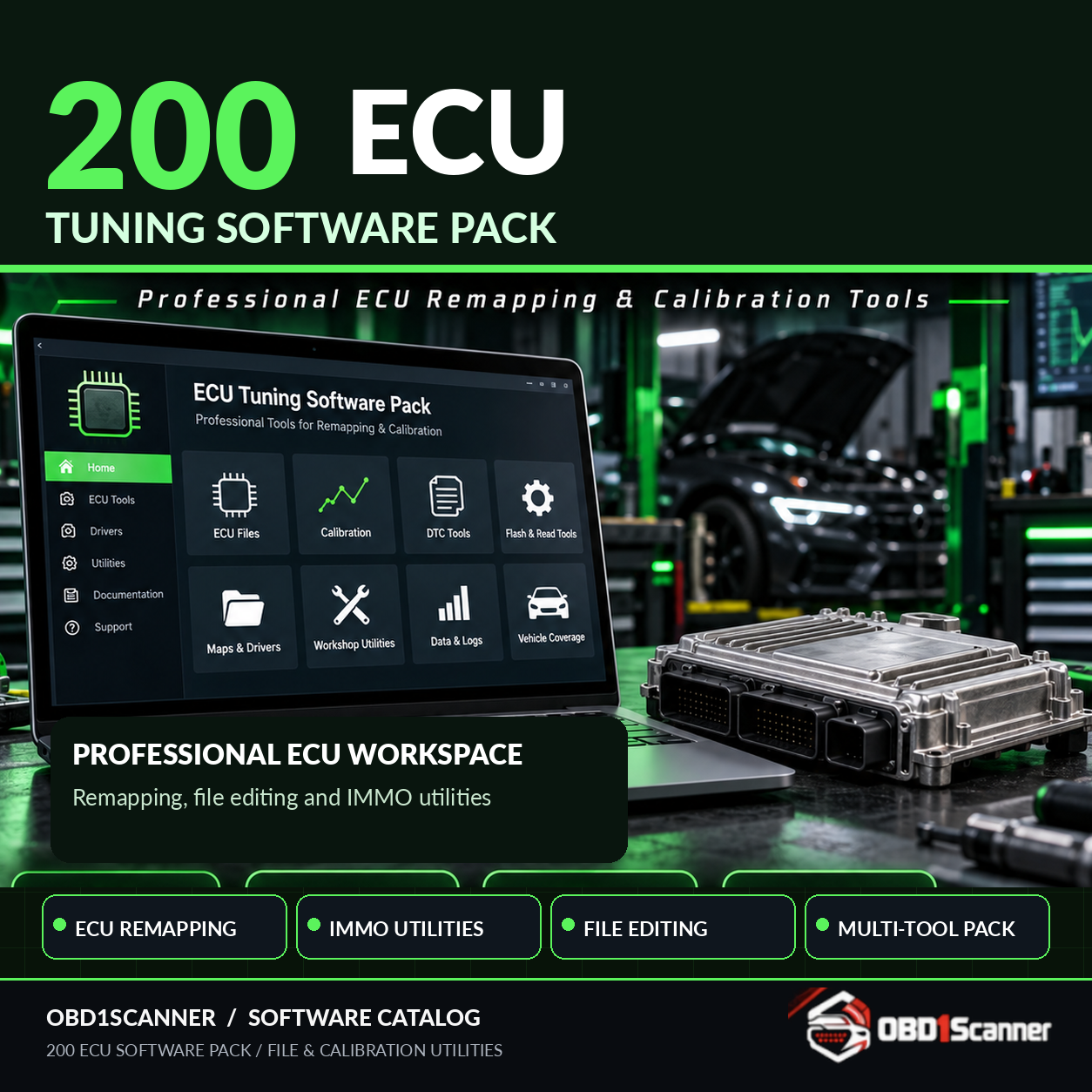 200 ECU Tuning Software Pack — Professional ECU Remapping & IMMO Tools