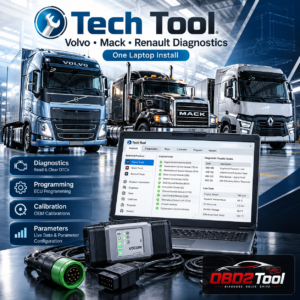 Tech Tool Diagnostic Software Latest Version – Volvo, Mack, and Renault Diagnostic System (One Laptop install)