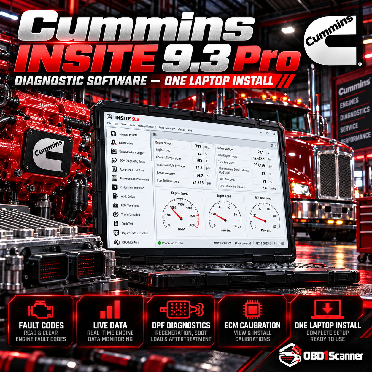Cummins INSITE 9.3 Pro Diagnostic Software – One Laptop Install